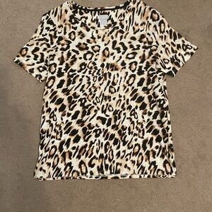 Chicos Leopard Print Top Size 1
